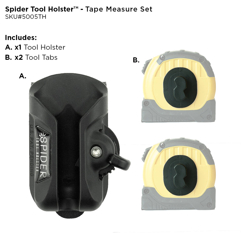 Spider Tool Holster - TAPE MEASURE SET - Securely hold and quickly access your Tape Measure - Tool Holster Store