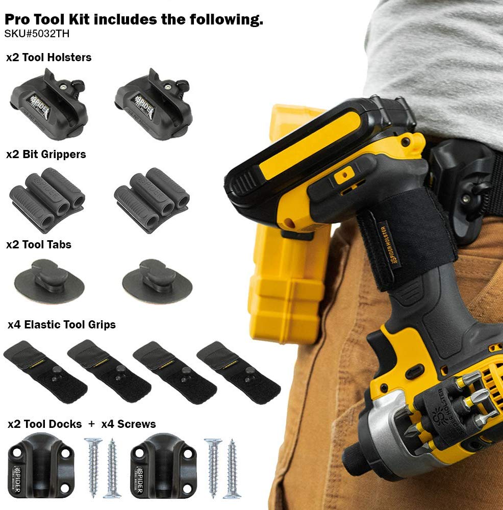Spider Tool Holster - PRO TOOL KIT - 12 Piece Kit for Storing and Organizing Tools - Tool Holster Store